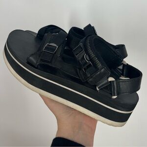 Platform Teva Sandals White and Black With Buckle